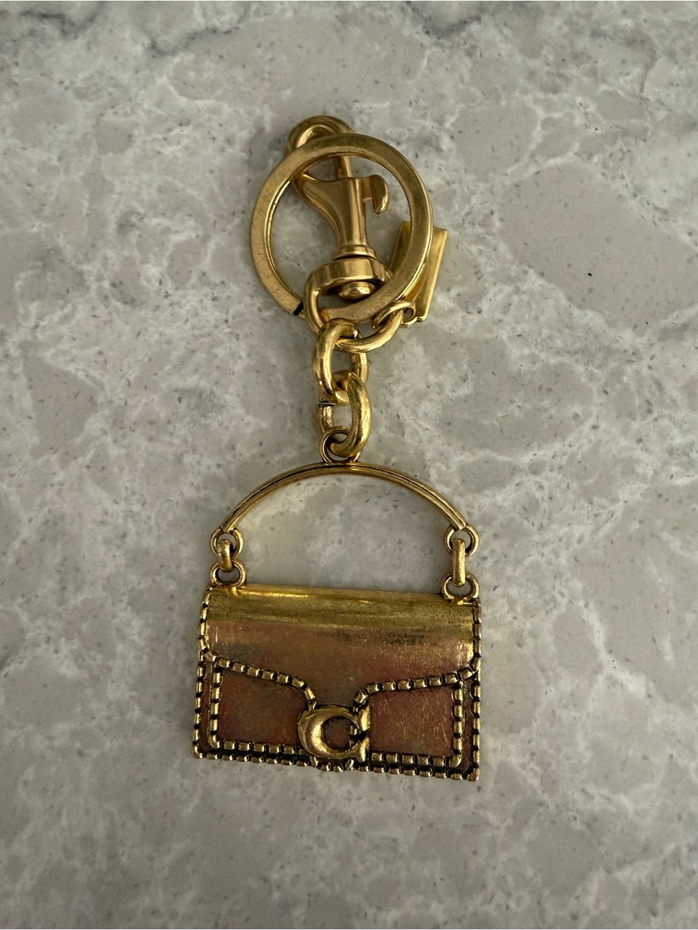 Gold Mini Purse Keychain Charm - Designer Style - Picture 2 of 3